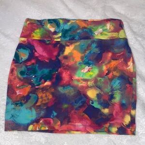 Decree Multicolor Abstract Print Mini Skirt